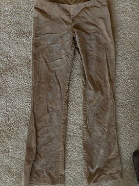 Vintage Brown Corduroy Embroidered low rise Flared Pants